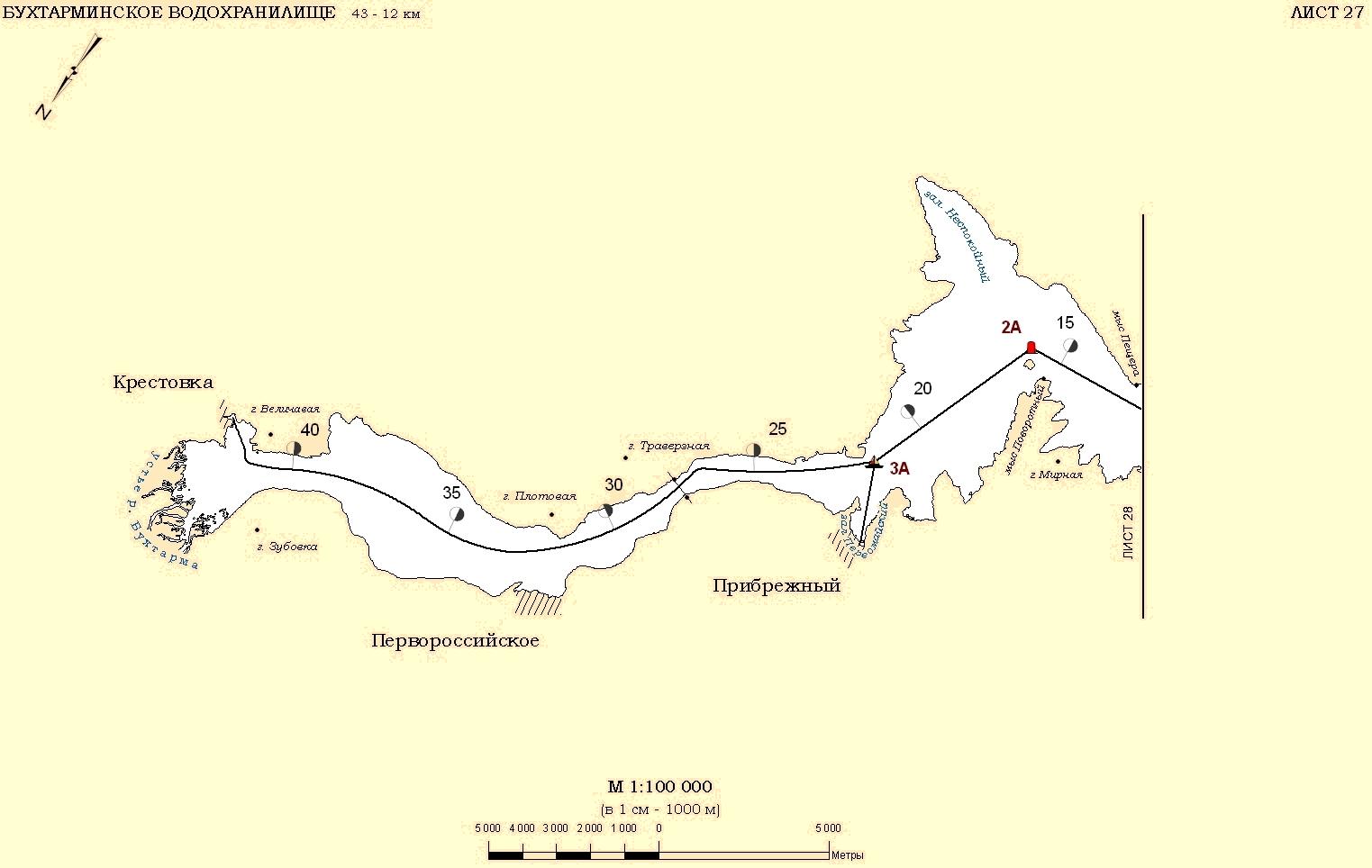 Бухтарминское водохранилище карта