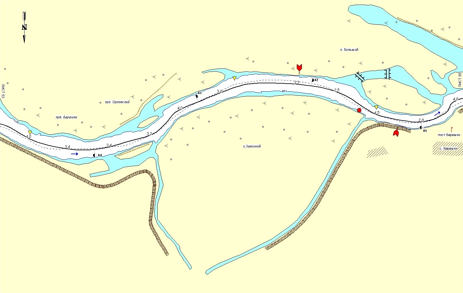 Лоцманская карта обского водохранилища