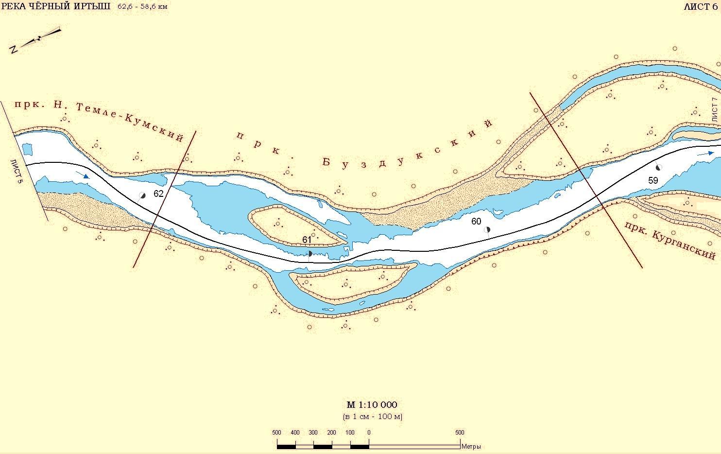 Карта глубин реки Иртыш